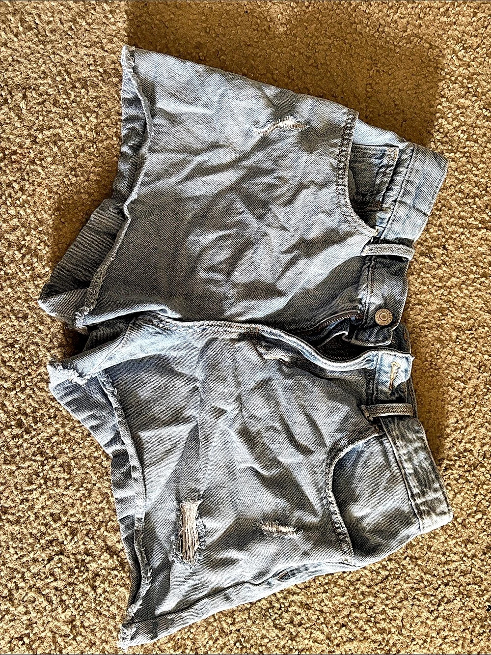 Silver Distressed Jean Shorts